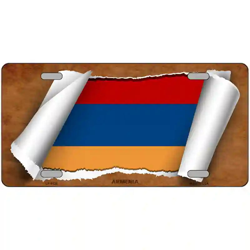 Armenia Flag Scroll Metal Novelty License Plate 24" x 12" (LLP)