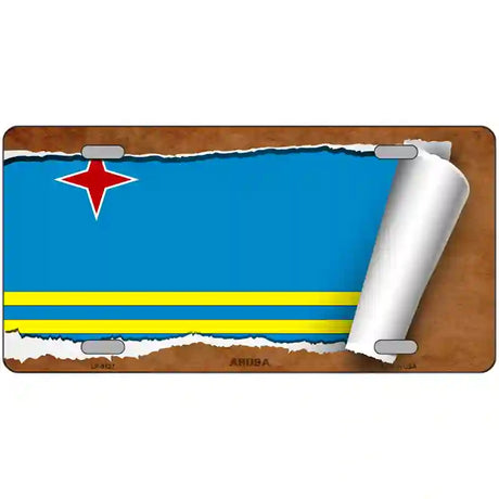 Aruba Flag Scroll Metal Novelty License Plate 24" x 12" (LLP)