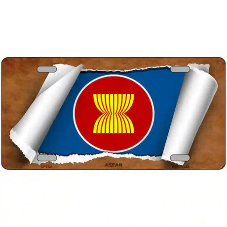 Asean Flag Scroll Metal Novelty License Plate 24" x 12" (LLP)