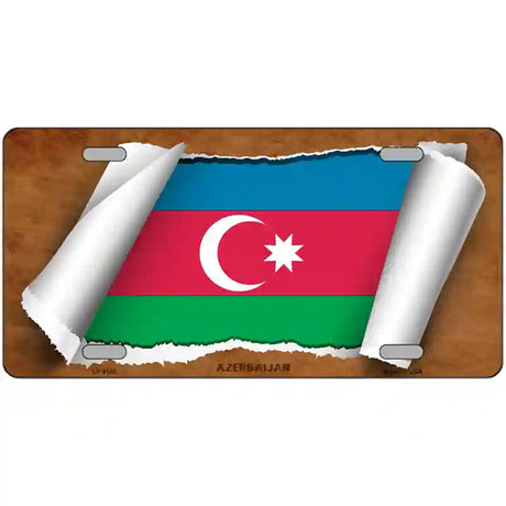 Azerbaijan Flag Scroll Metal Novelty License Plate 24" x 12" (LLP)