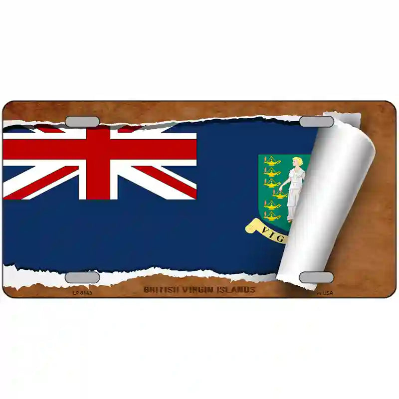 British Virgin Island Flag Scroll Metal Novelty License Plate 24" x 12" (LLP)