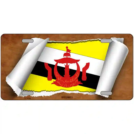 Brunei Flag Scroll Metal Novelty License Plate 24" x 12" (LLP)