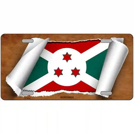 Burundi Flag Scroll Metal Novelty License Plate 24" x 12" (LLP)