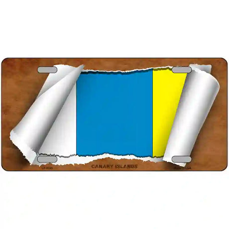 Canary Island Flag Scroll Metal Novelty License Plate 24" x 12" (LLP)