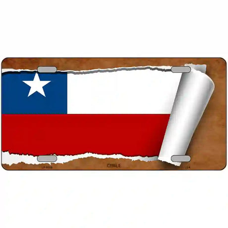 Chile Flag Scroll Metal Novelty License Plate 24" x 12" (LLP)