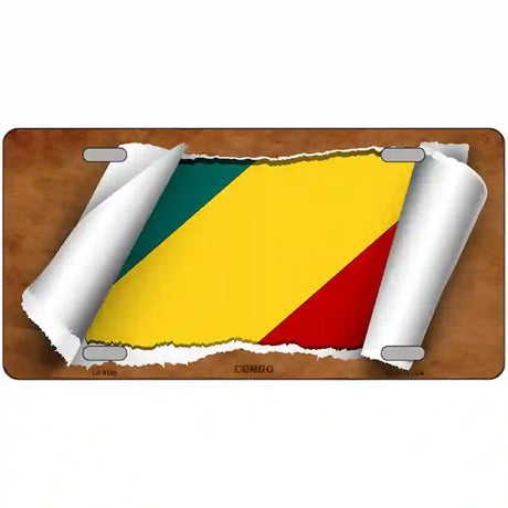 Congo Flag Scroll Metal Novelty License Plate 24" x 12" (LLP)