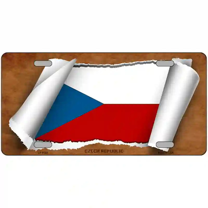 Czech Republic Flag Scroll Metal Novelty License Plate 24" x 12" (LLP)