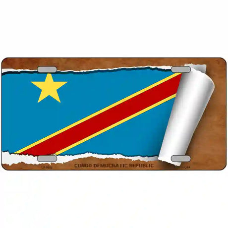 Congo Democratic Republic Flag Scroll Metal Novelty License Plate 24" x 12" (LLP)