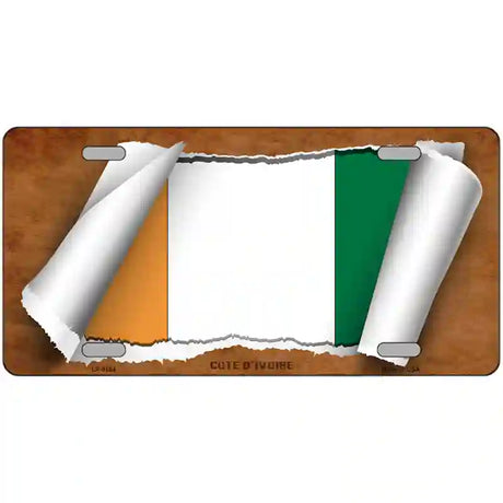 Cote DIvoire Flag Scroll Metal Novelty License Plate 24" x 12" (LLP)