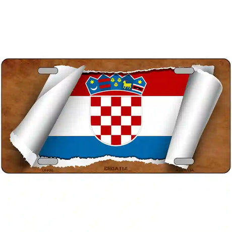 Croatia Flag Scroll Metal Novelty License Plate 24" x 12" (LLP)