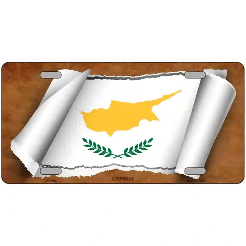 Cyprus Flag Scroll Metal Novelty License Plate 24" x 12" (LLP)