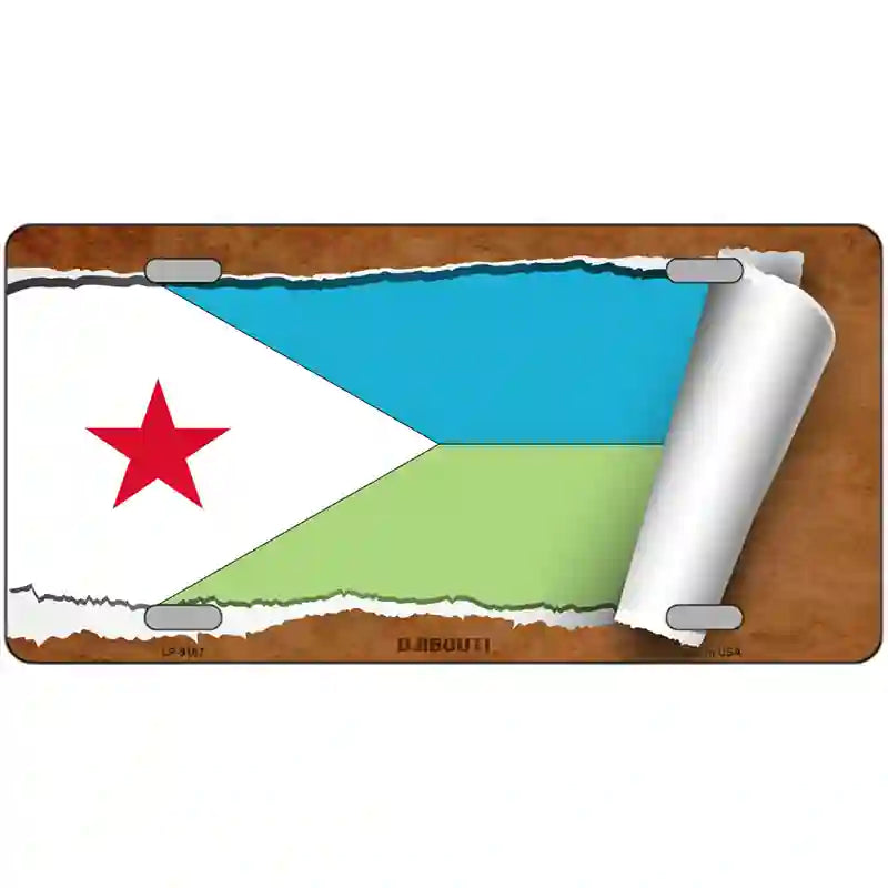 Djibouti Flag Scroll Metal Novelty License Plate 24" x 12" (LLP)