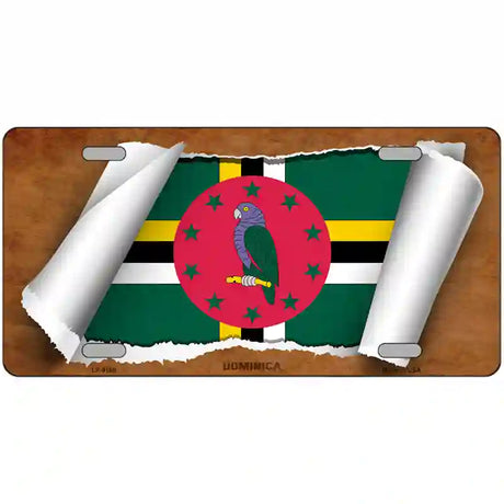 Dominica Flag Scroll Metal Novelty License Plate 24" x 12" (LLP)