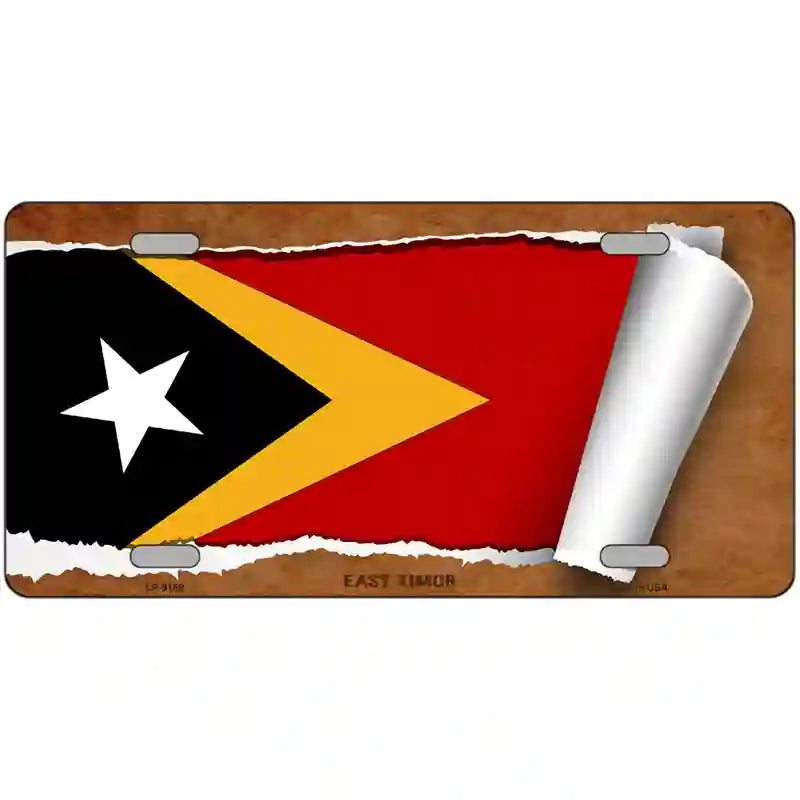 East Timor Flag Scroll Metal Novelty License Plate 24" x 12" (LLP)