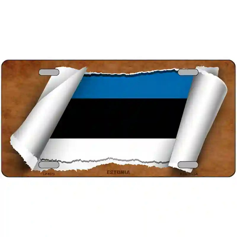 Estonia Flag Scroll Metal Novelty License Plate 24" x 12" (LLP)