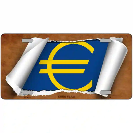 Euro Flag Scroll Metal Novelty License Plate 24" x 12" (LLP)