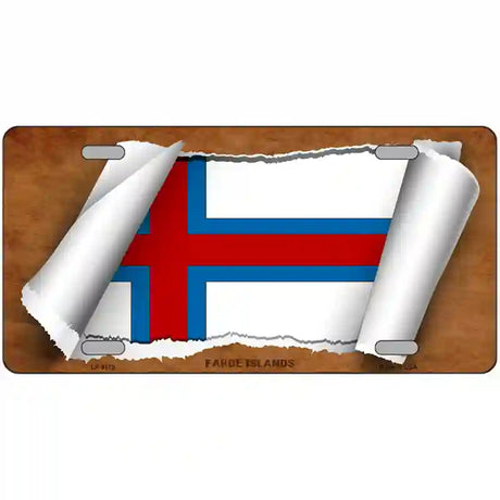 Faroe Islands Flag Scroll Metal Novelty License Plate 24" x 12" (LLP)