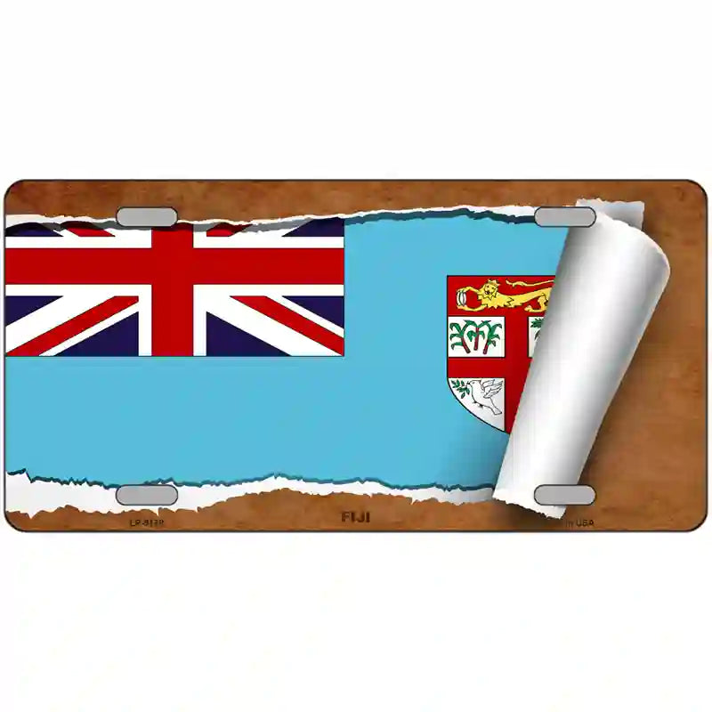 Fiji Flag Scroll Metal Novelty License Plate 24" x 12" (LLP)