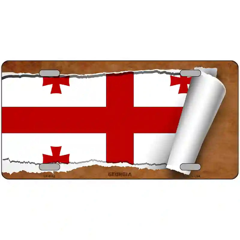 Georgia Country Flag Scroll Metal Novelty License Plate 24" x 12" (LLP)