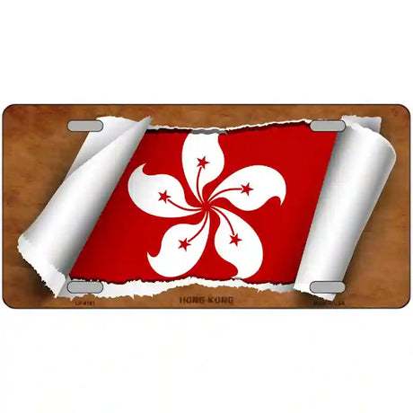 Hong Kong Flag Scroll Metal Novelty License Plate 24" x 12" (LLP)