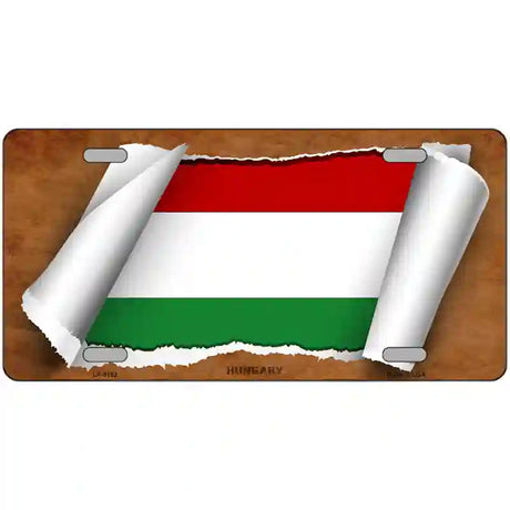 Hungary Flag Scroll Metal Novelty License Plate 24" x 12" (LLP)