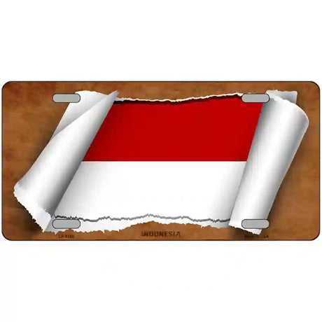 Indonesia Flag Scroll Metal Novelty License Plate 24" x 12" (LLP)