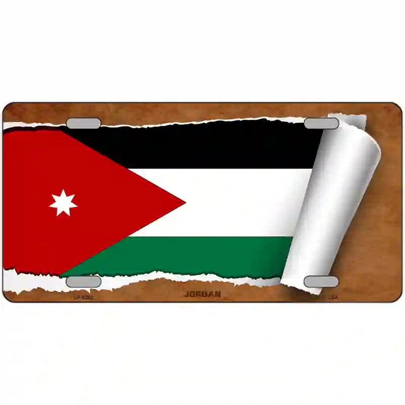 Jordan Flag Scroll Metal Novelty License Plate 24" x 12" (LLP)