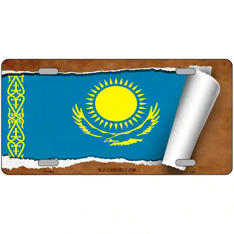 Kasakhstan Flag Scroll Metal Novelty License Plate 24" x 12" (LLP)