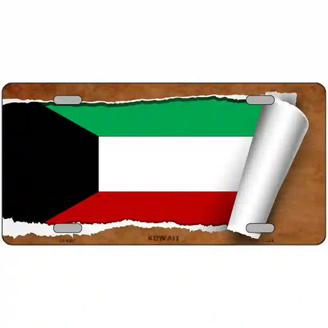 Kuwait Flag Scroll Metal Novelty License Plate 24" x 12" (LLP)