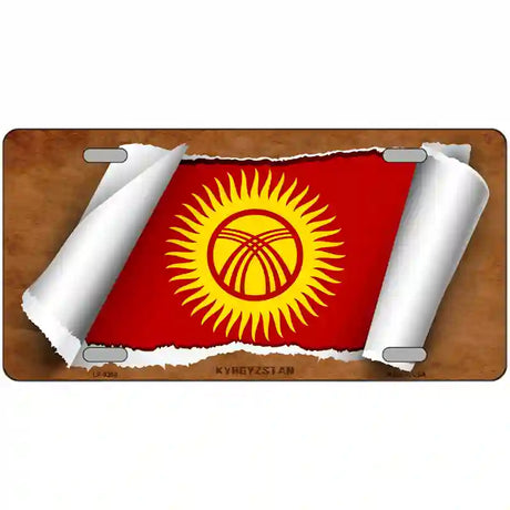 Kyrgyzstan Flag Scroll Metal Novelty License Plate 24" x 12" (LLP)