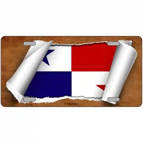 Panama Flag Scroll Metal Novelty License Plate 24" x 12" (LLP)