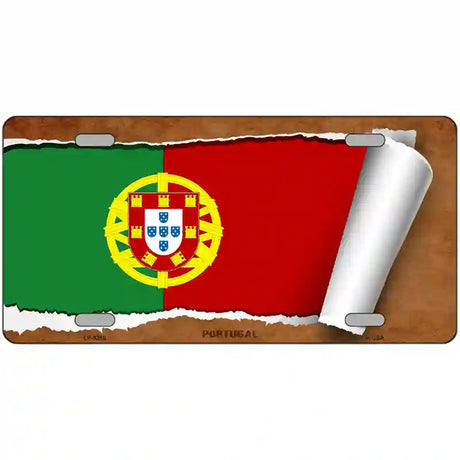 Portugal Flag Scroll Metal Novelty License Plate 24" x 12" (LLP)