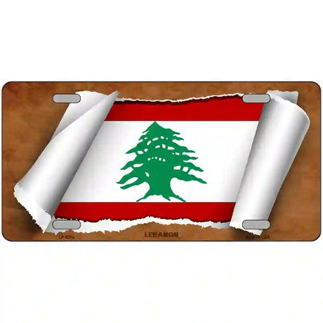 Lebanon Flag Scroll Metal Novelty License Plate 24" x 12" (LLP)