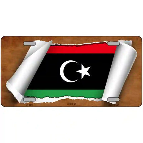 Libya Flag Scroll Metal Novelty License Plate 24" x 12" (LLP)