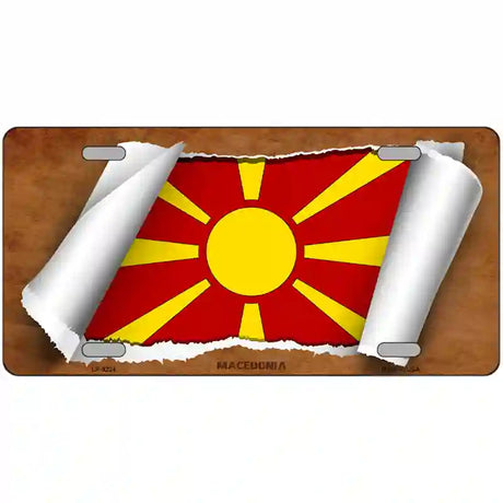 Macedonia Flag Scroll Metal Novelty License Plate 24" x 12" (LLP)