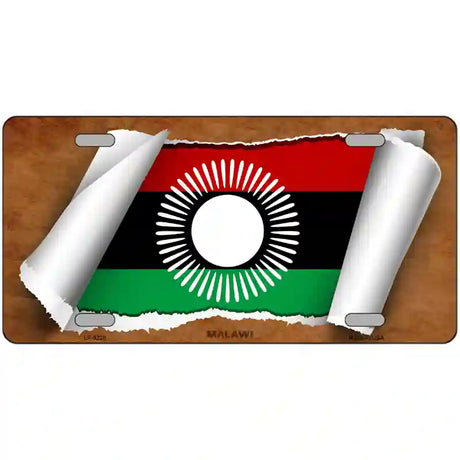 Malawi Flag Scroll Metal Novelty License Plate 24" x 12" (LLP)