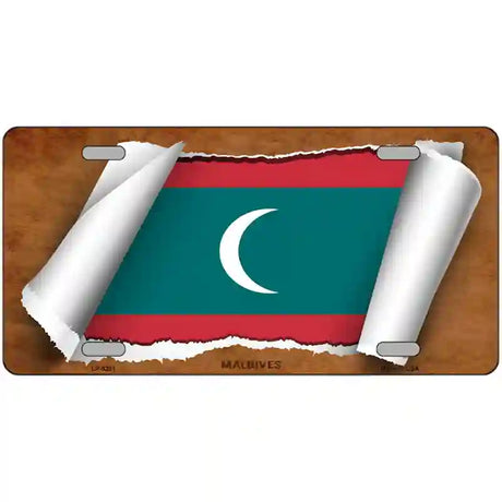 Maldives Flag Scroll Metal Novelty License Plate 24" x 12" (LLP)