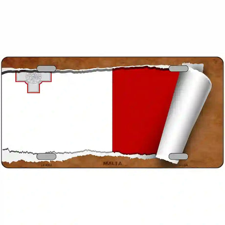 Malta Flag Scroll Metal Novelty License Plate 24" x 12" (LLP)