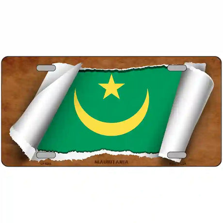 Mauritania Flag Scroll Metal Novelty License Plate 24" x 12" (LLP)