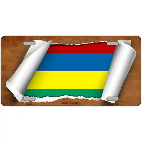 Mauritius Flag Scroll Metal Novelty License Plate 24" x 12" (LLP)