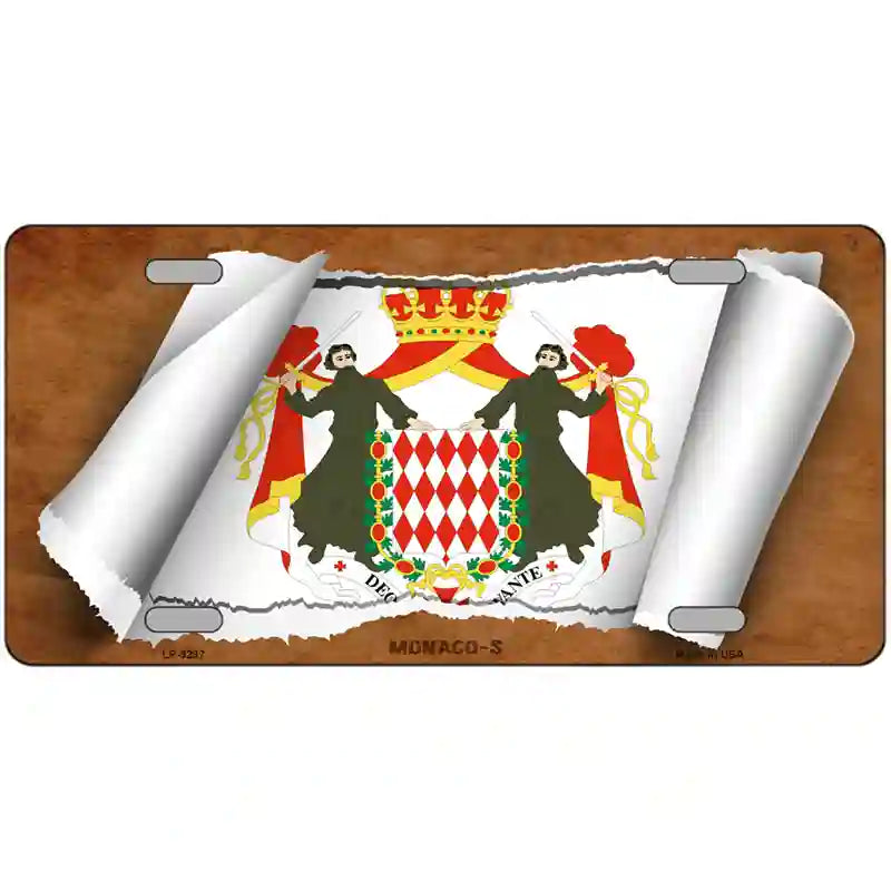 Monaco Country Flag Scroll Metal Novelty License Plate 24" x 12" (LLP)