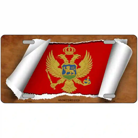 Montenegro Flag Scroll Metal Novelty License Plate 24" x 12" (LLP)