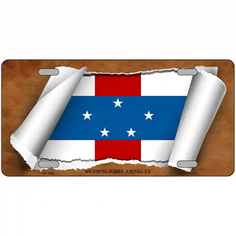 Netherlands Antilles Flag Scroll Metal Novelty License Plate 24" x 12" (LLP)