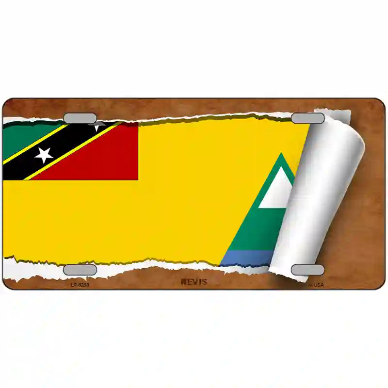 Nevis Flag Scroll Metal Novelty License Plate 24" x 12" (LLP)