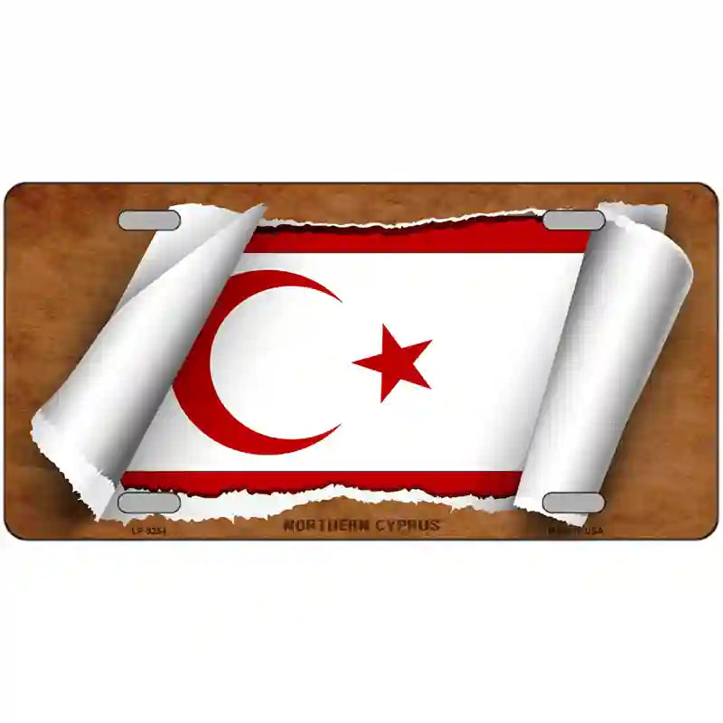 Northern Cyrpus Flag Scroll Metal Novelty License Plate 24" x 12" (LLP)