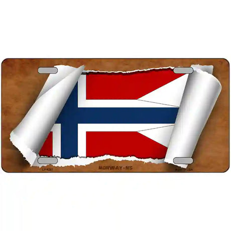 Norway Country Flag Scroll Metal Novelty License Plate 24" x 12" (LLP)