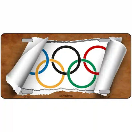 Olympic Flag Scroll Metal Novelty License Plate 24" x 12" (LLP)