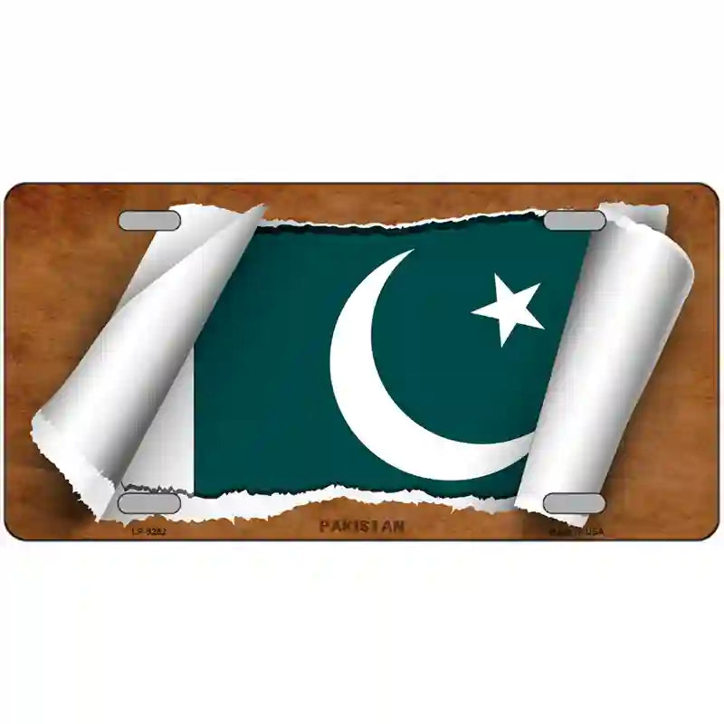 Pakistan Flag Scroll Metal Novelty License Plate 24" x 12" (LLP)