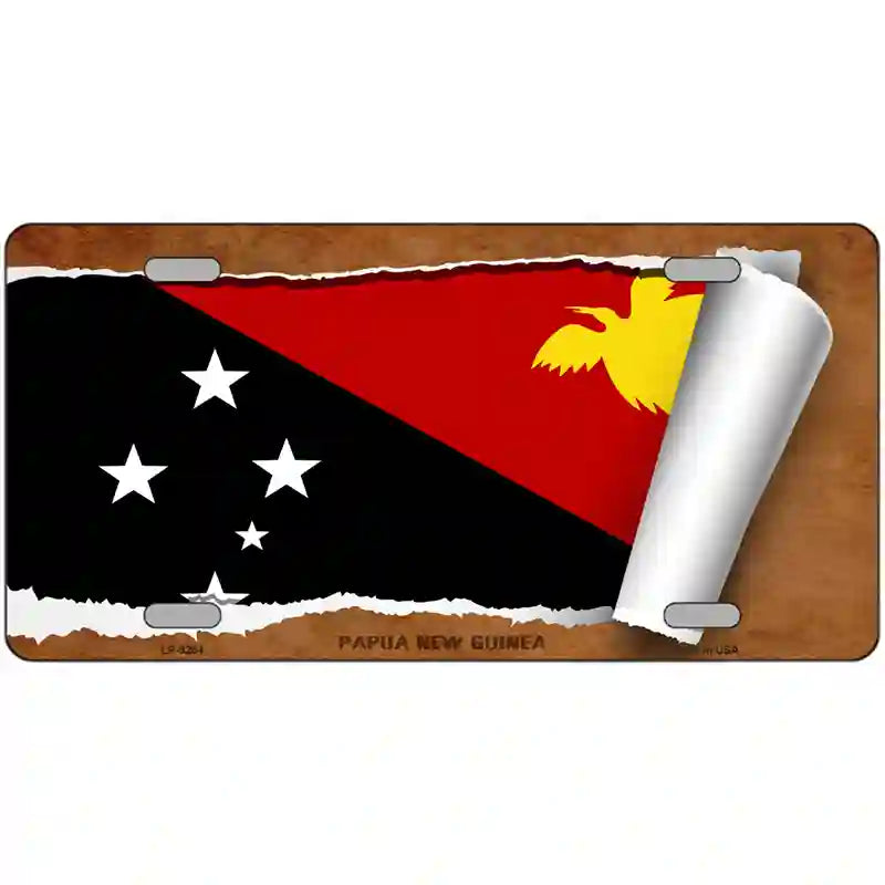 Papua New Guinea Flag Scroll Metal Novelty License Plate 24" x 12" (LLP)