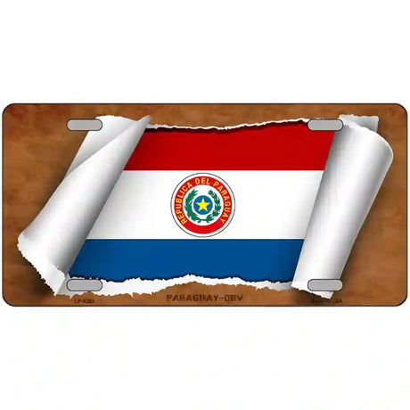 Paraguay-OBV Flag Scroll Metal Novelty License Plate 24" x 12" (LLP)